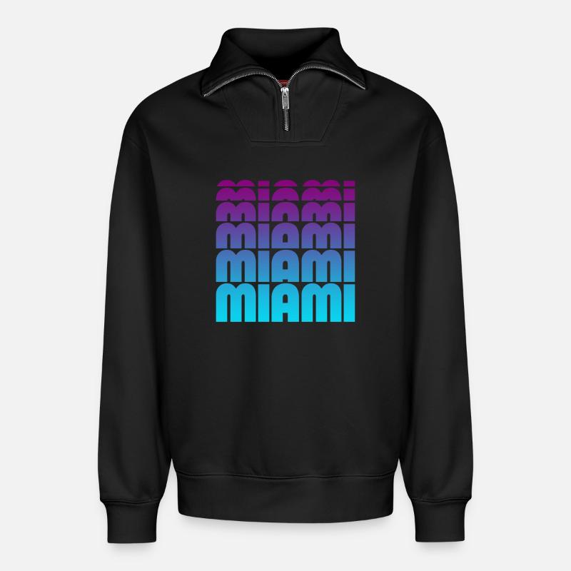 Miami Gradient Grid - Relaxed Unisex Organic Half Zip Sweatshirt – von SPREAD - Schwarz