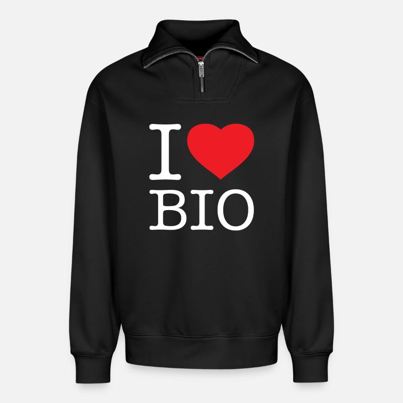 J’AIME BIO - Sweat unisexe décontracté en coton biologique à demi-zip – de SPREAD - noir