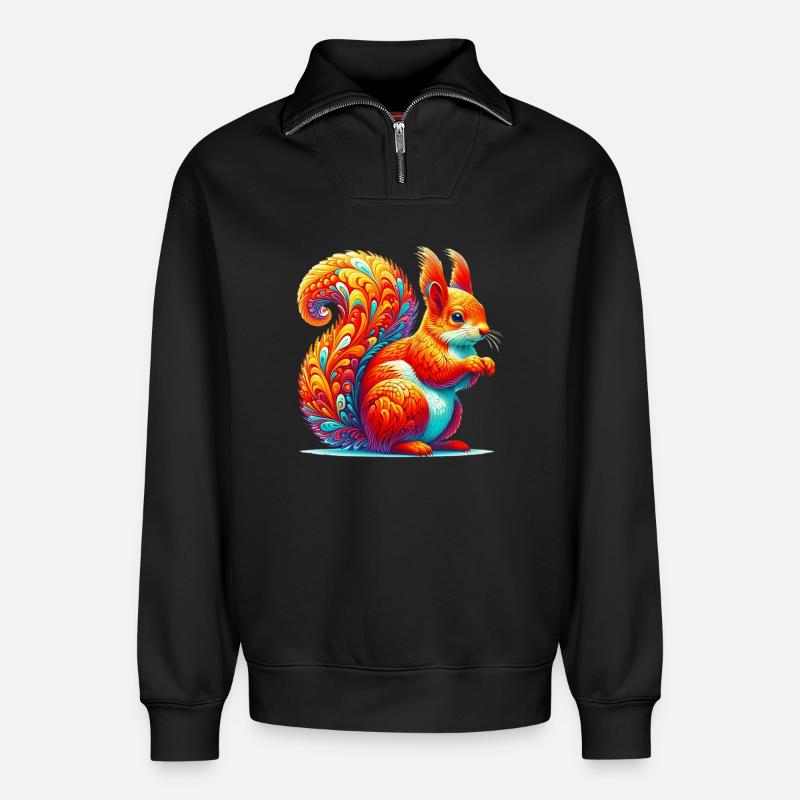 Eichhörnchen - Relaxed Unisex Organic Half Zip Sweatshirt – von SPREAD - Schwarz