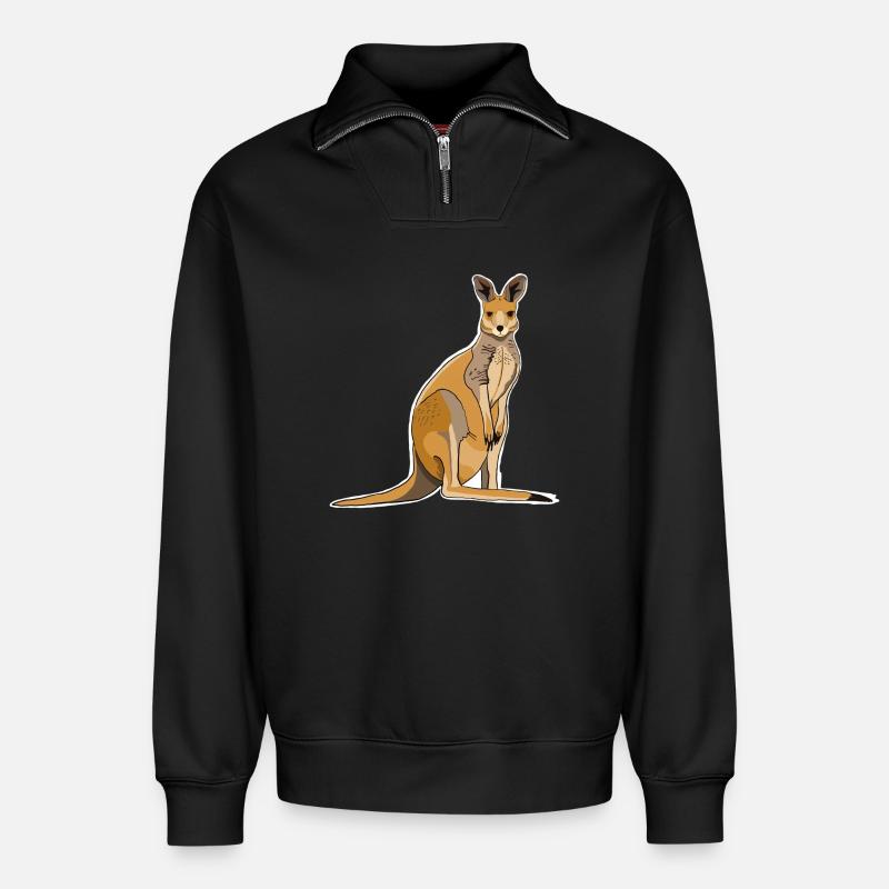 Känguru - Relaxed Unisex Organic Half Zip Sweatshirt – von SPREAD - Schwarz