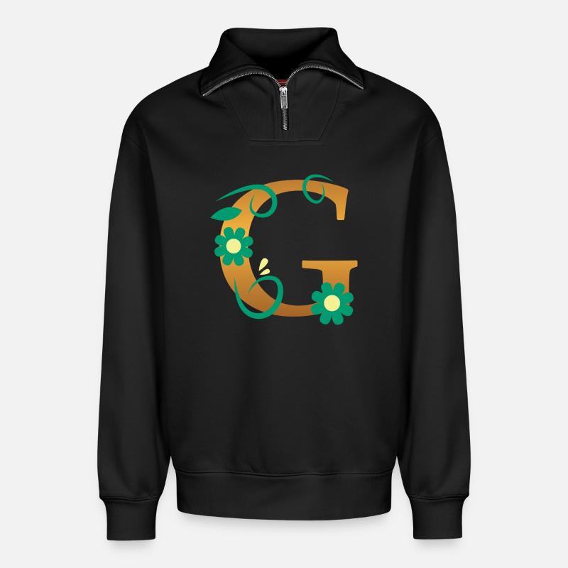 G - Relaxed Unisex Organic Half Zip Sweatshirt – by SPREAD - black