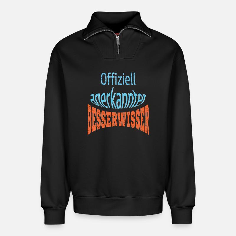 Spruch - Relaxed Unisex Organic Half Zip Sweatshirt – von SPREAD - Schwarz