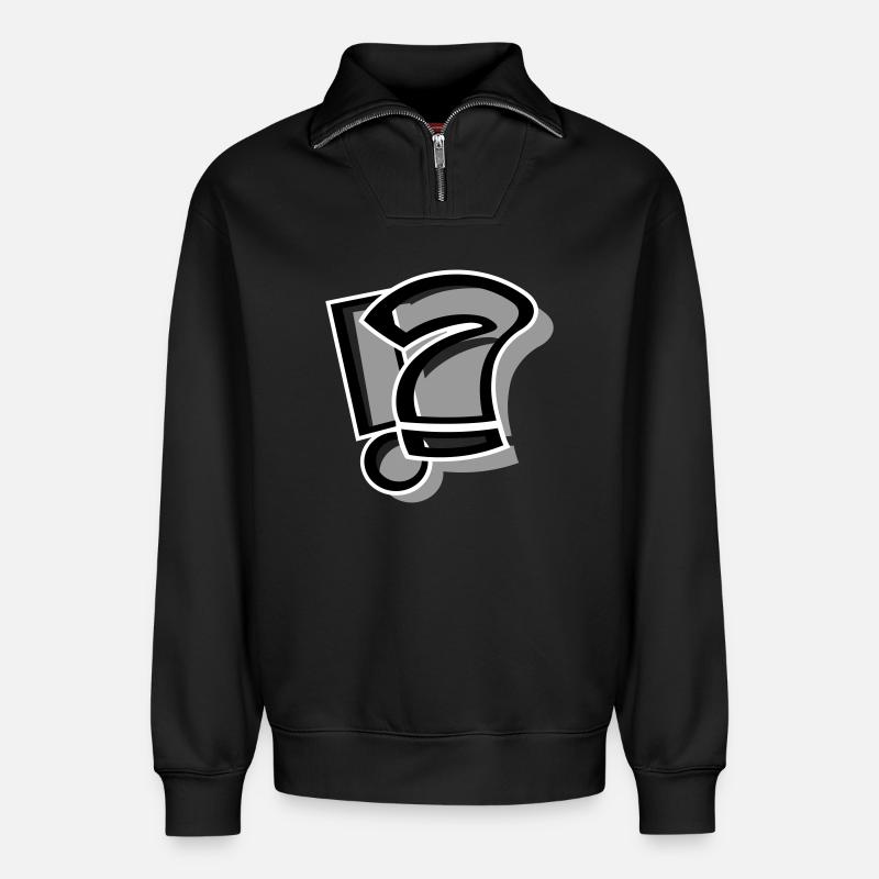 !? Exclamation question mark - Relaxed Unisex Organic Half Zip Sweatshirt – by SPREAD - black