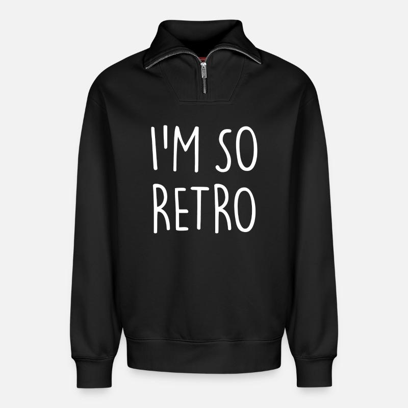I'm so Retro - Relaxed Unisex Organic Half Zip Sweatshirt – von SPREAD - Schwarz