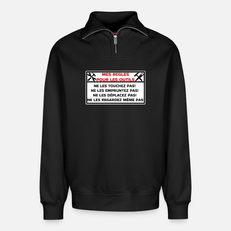 tools - Relaxed Unisex Organic Half Zip Sweatshirt – by SPREAD - black