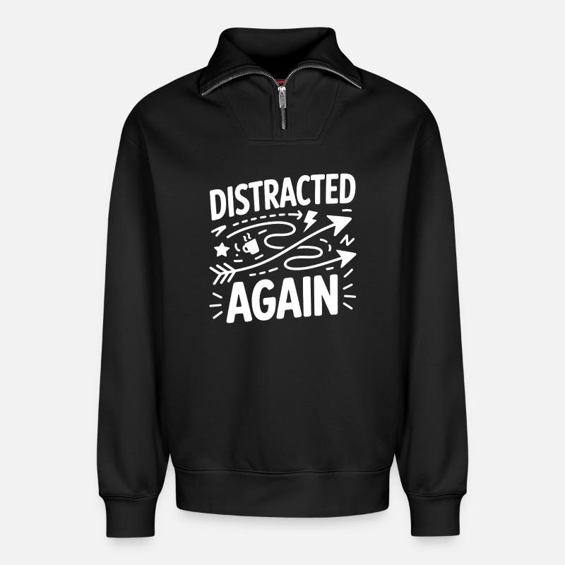 Distracted Again ADHS Chaos - Relaxed Unisex Organic Half Zip Sweatshirt – von SPREAD - Schwarz