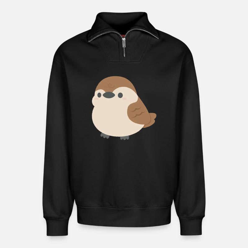 Chubby Sparrow - Relaxed Unisex Organic Half Zip Sweatshirt – by SPREAD - black