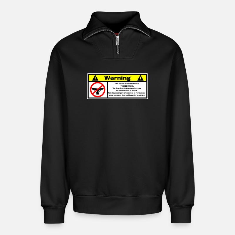 Warnung - Relaxed Unisex Organic Half Zip Sweatshirt – von SPREAD - Schwarz