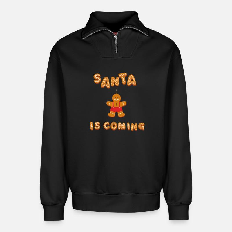 Santa is coming - Relaxed Unisex Organic Half Zip Sweatshirt – von SPREAD - Schwarz