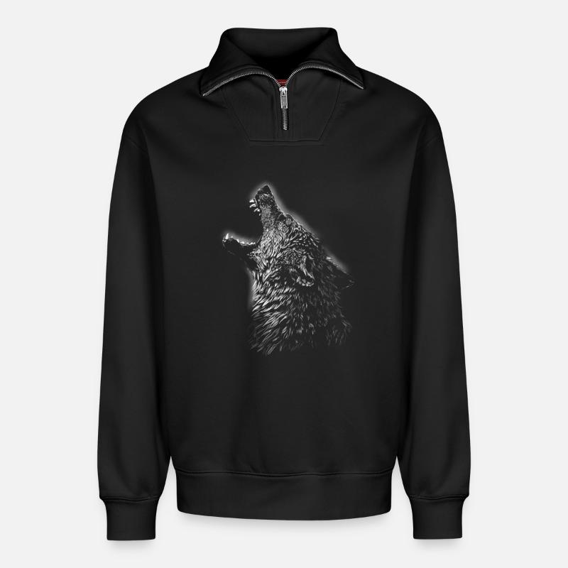 Wolf - Relaxed Unisex Organic Half Zip Sweatshirt – von SPREAD - Schwarz