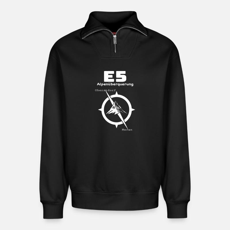 E5 Alpenüberquerung - Relaxed Unisex Organic Half Zip Sweatshirt – von SPREAD - Schwarz