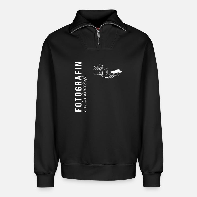 Fotografin aus Leidenschaft - Relaxed Unisex Organic Half Zip Sweatshirt – von SPREAD - Schwarz