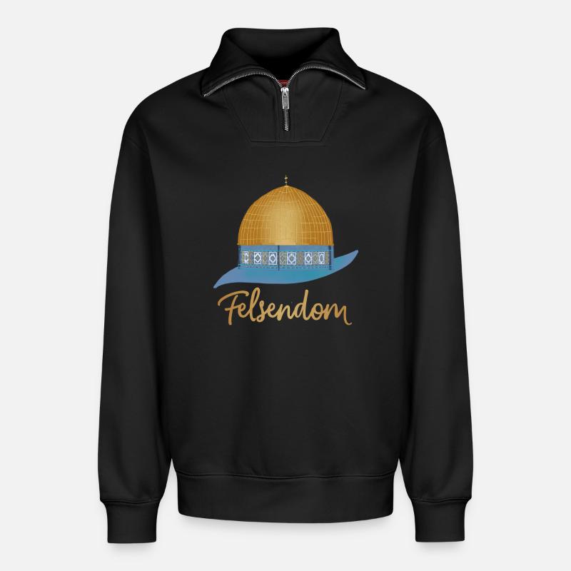 Jerusalem, Tempelberg, Felsendom - Relaxed Unisex Organic Half Zip Sweatshirt – von SPREAD - Schwarz