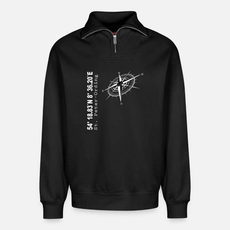 St Peter Ording - Relaxed Unisex Organic Half Zip Sweatshirt – von SPREAD - Schwarz