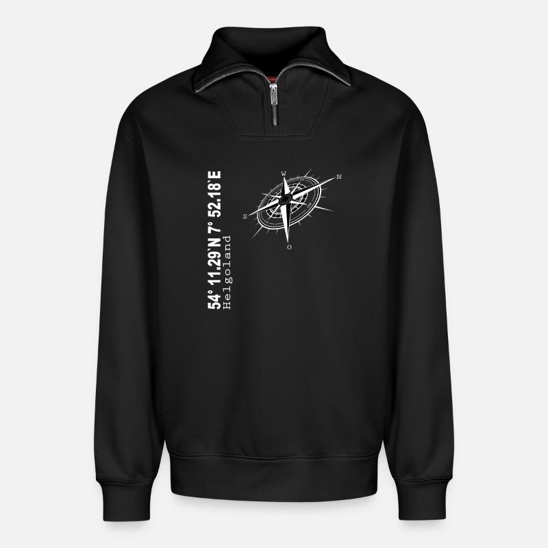 Helgoland - Relaxed Unisex Organic Half Zip Sweatshirt – von SPREAD - Schwarz