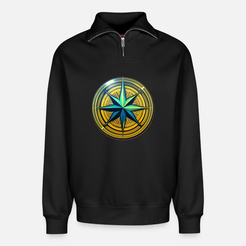 Compass - Relaxed Unisex Organic Half Zip Sweatshirt – by SPREAD - black