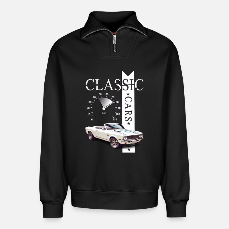Classic Car - Relaxed Unisex Organic Half Zip Sweatshirt – von SPREAD - Schwarz