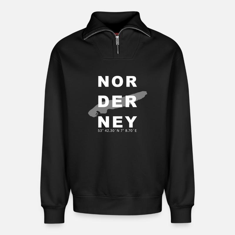 Norderney - Relaxed Unisex Organic Half Zip Sweatshirt – von SPREAD - Schwarz