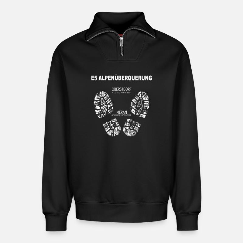 E5 Alpenüberquerung - Relaxed Unisex Organic Half Zip Sweatshirt – von SPREAD - Schwarz