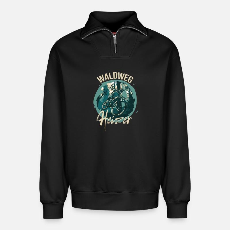 Waldweg Heizer - Relaxed Unisex Organic Half Zip Sweatshirt – von SPREAD - Schwarz