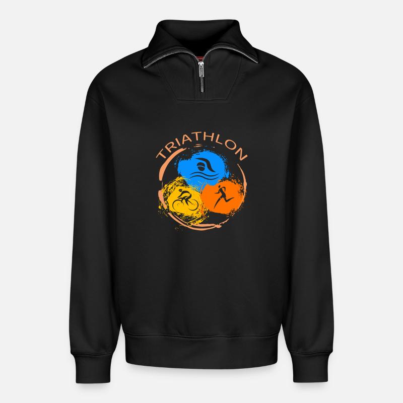 Triathlon - Relaxed Unisex Organic Half Zip Sweatshirt – von SPREAD - Schwarz