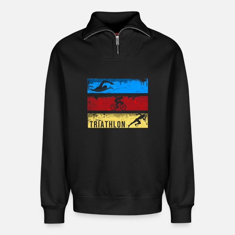 Triathlon - Relaxed Unisex Organic Half Zip Sweatshirt – von SPREAD - Schwarz