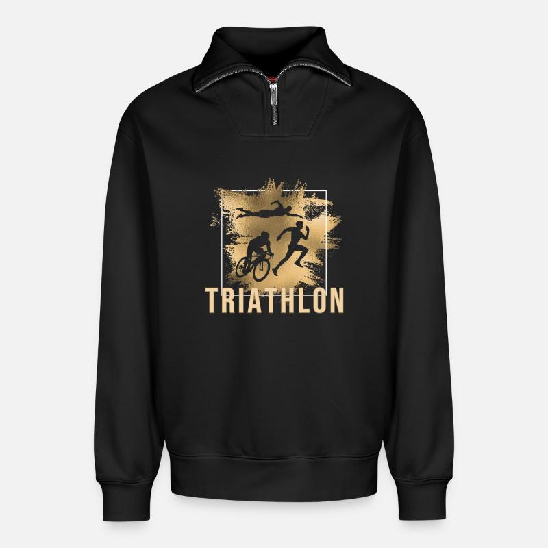 Triathlon - Relaxed Unisex Organic Half Zip Sweatshirt – von SPREAD - Schwarz