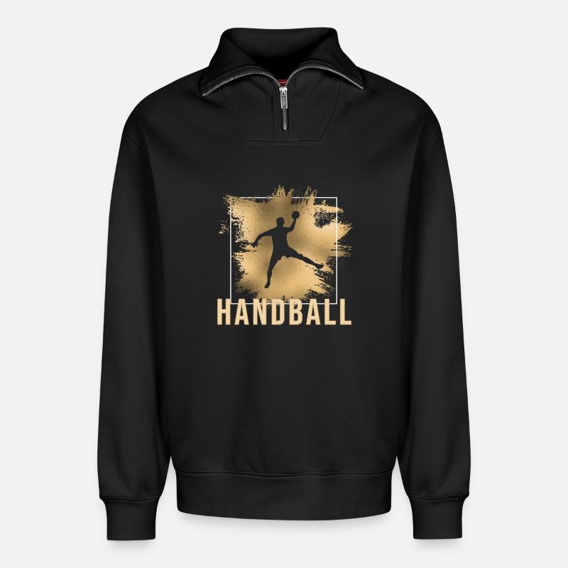Handball - Relaxed Unisex Organic Half Zip Sweatshirt – von SPREAD - Schwarz