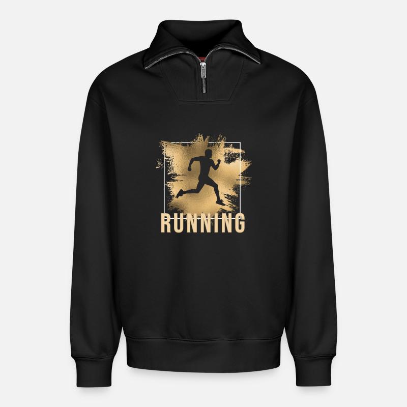 Running - Relaxed Unisex Organic Half Zip Sweatshirt – von SPREAD - Schwarz