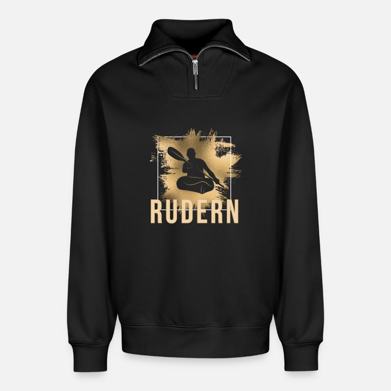 Rudern - Relaxed Unisex Organic Half Zip Sweatshirt – von SPREAD - Schwarz