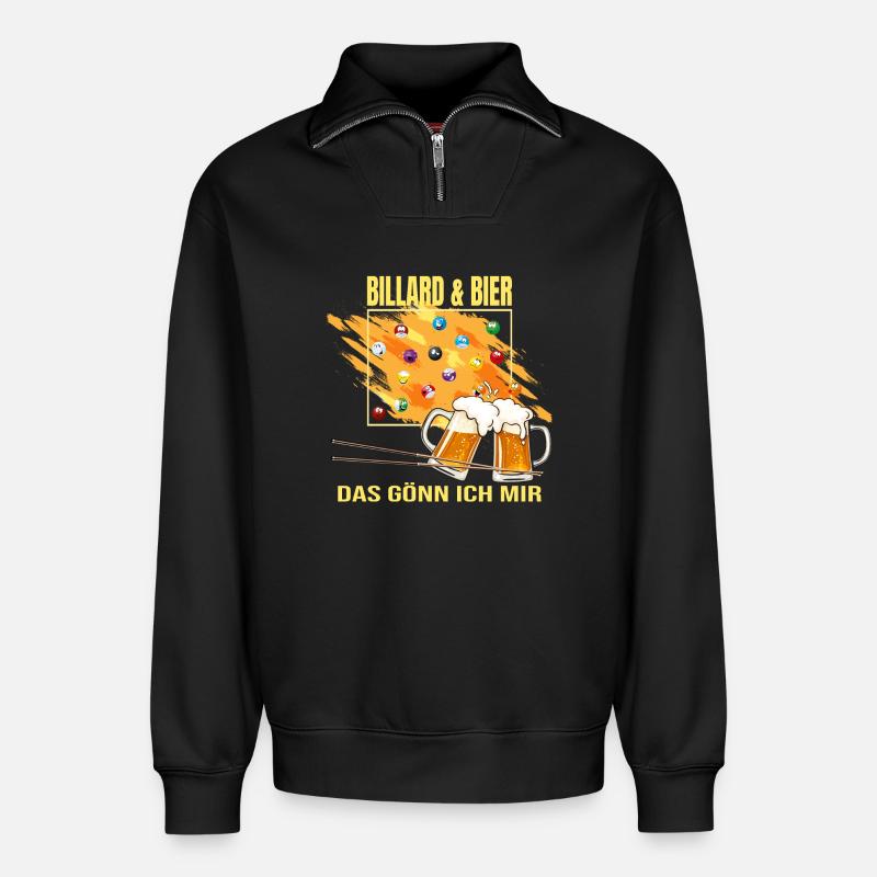 Billard & Bier - Das gönn ich mir - Relaxed Unisex Organic Half Zip Sweatshirt – von SPREAD - Schwarz
