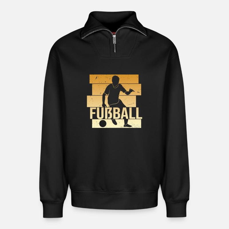Fußball - Relaxed Unisex Organic Half Zip Sweatshirt – von SPREAD - Schwarz