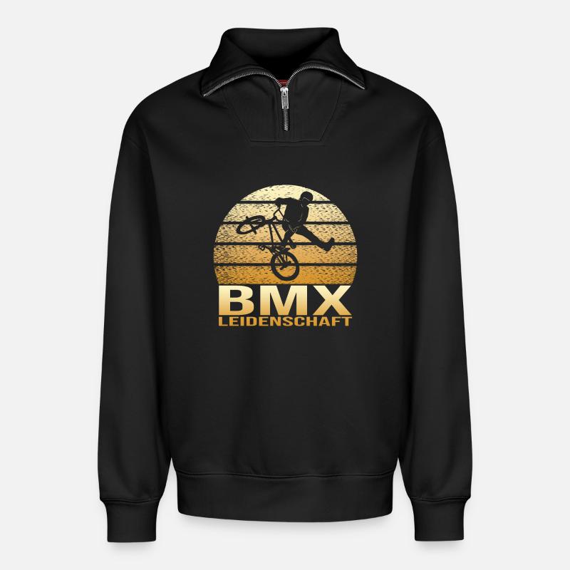 BMX Leidenschaft - Relaxed Unisex Organic Half Zip Sweatshirt – von SPREAD - Schwarz