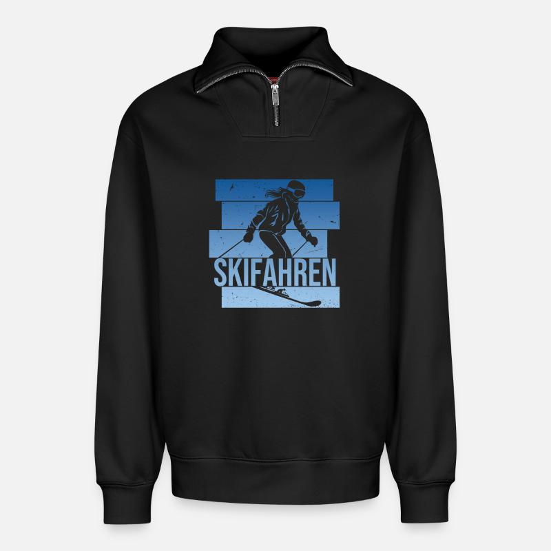 Skifahren - Relaxed Unisex Organic Half Zip Sweatshirt – von SPREAD - Schwarz