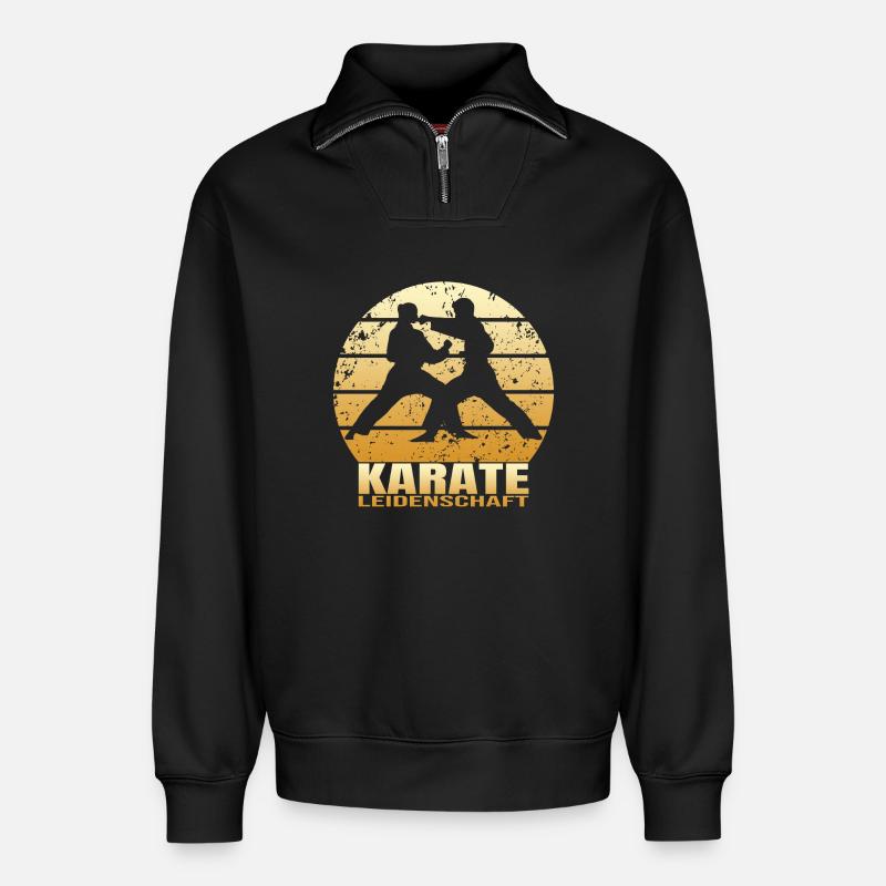 Karate Leidenschaft - Relaxed Unisex Organic Half Zip Sweatshirt – von SPREAD - Schwarz