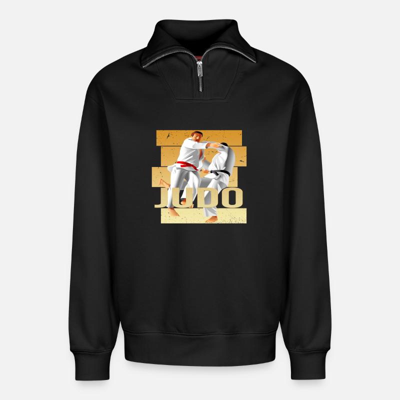 Judo - Relaxed Unisex Organic Half Zip Sweatshirt – von SPREAD - Schwarz