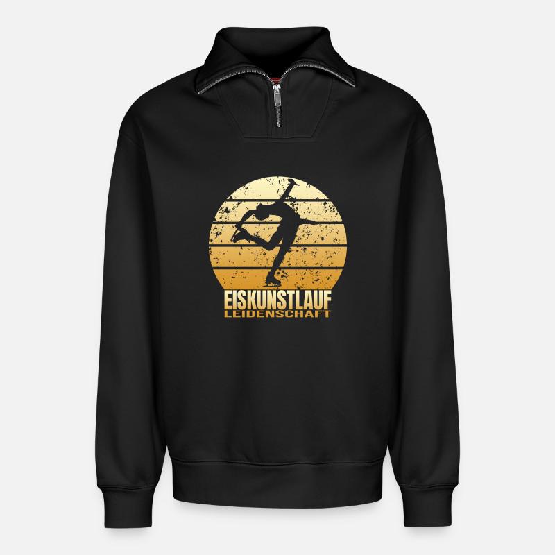 Eiskunstlauf Leidenschaft - Relaxed Unisex Organic Half Zip Sweatshirt – von SPREAD - Schwarz