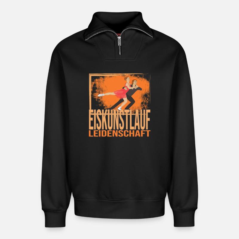 Eiskunstlauf Leidenschaft - Relaxed Unisex Organic Half Zip Sweatshirt – von SPREAD - Schwarz