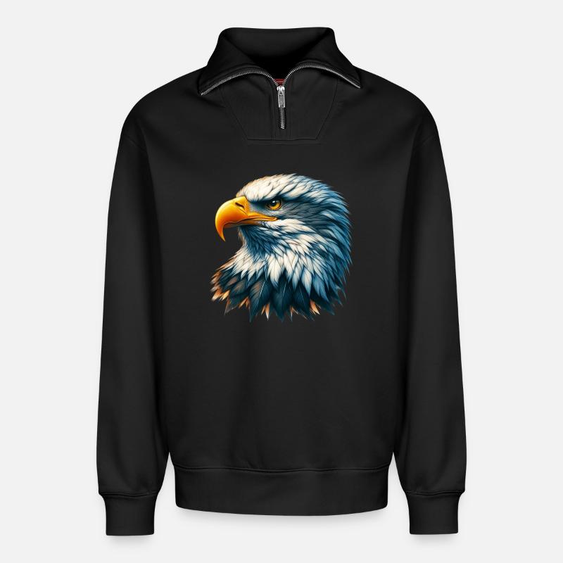 Eagle - Relaxed Unisex Organic Half Zip Sweatshirt – by SPREAD - black