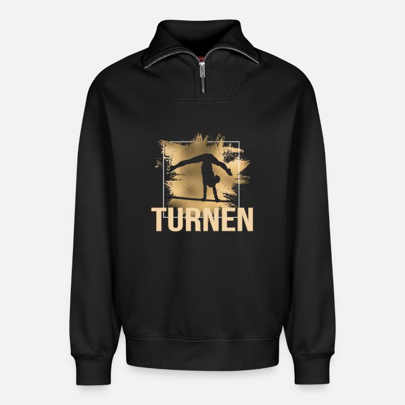 Turnen - Relaxed Unisex Organic Half Zip Sweatshirt – von SPREAD - Schwarz