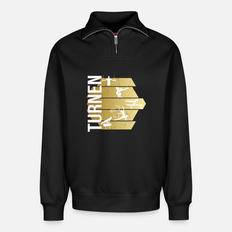 Turnen - Relaxed Unisex Organic Half Zip Sweatshirt – von SPREAD - Schwarz