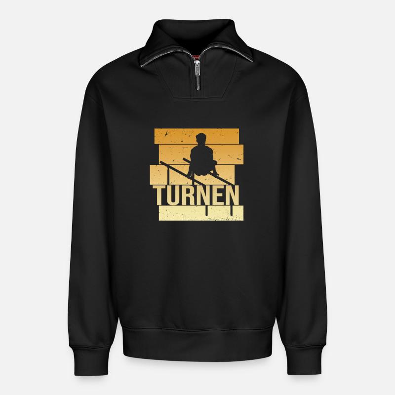 Turnen - Relaxed Unisex Organic Half Zip Sweatshirt – von SPREAD - Schwarz
