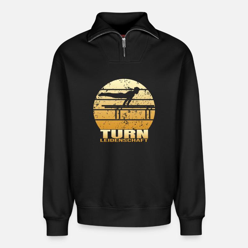 Turn Leidenschaft - Relaxed Unisex Organic Half Zip Sweatshirt – von SPREAD - Schwarz