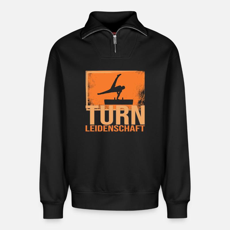 Turn Leidenschaft - Relaxed Unisex Organic Half Zip Sweatshirt – von SPREAD - Schwarz