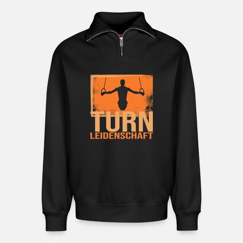 Turn Leidenschaft - Relaxed Unisex Organic Half Zip Sweatshirt – von SPREAD - Schwarz