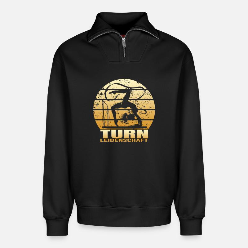 Turn Leidenschaft - Relaxed Unisex Organic Half Zip Sweatshirt – von SPREAD - Schwarz