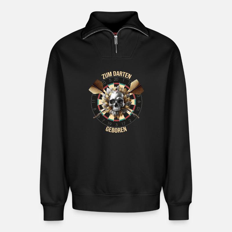 Zum Darten geboren - Relaxed Unisex Organic Half Zip Sweatshirt – von SPREAD - Schwarz