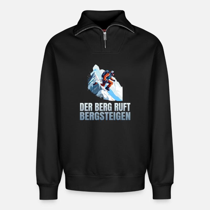 Der Berg ruft - Relaxed Unisex Organic Half Zip Sweatshirt – von SPREAD - Schwarz
