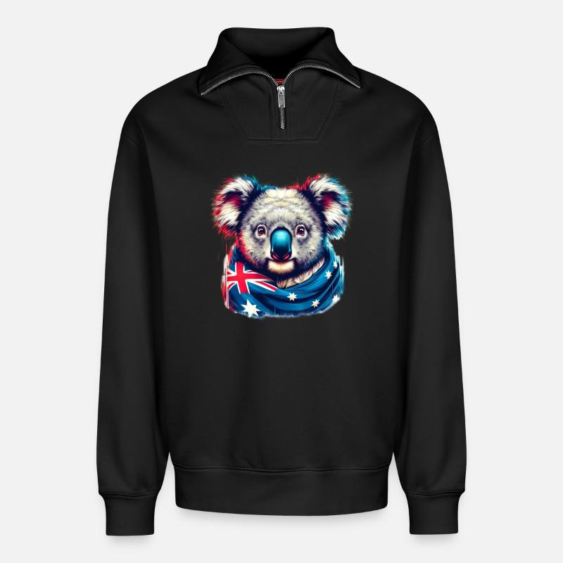 Koala - Relaxed Unisex Organic Half Zip Sweatshirt – by SPREAD - black