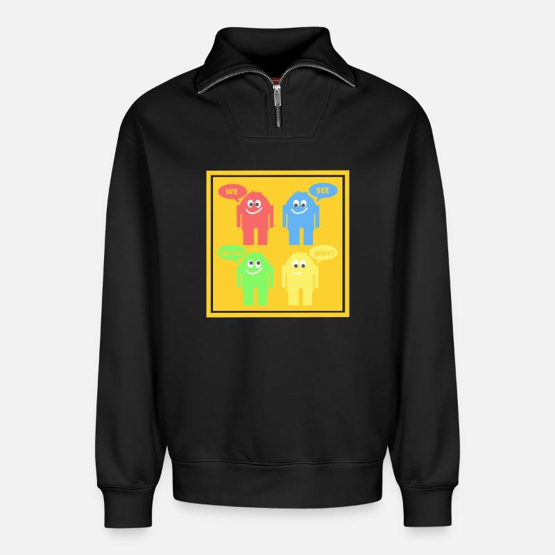 Lustige Männchen - Relaxed Unisex Organic Half Zip Sweatshirt – von SPREAD - Schwarz